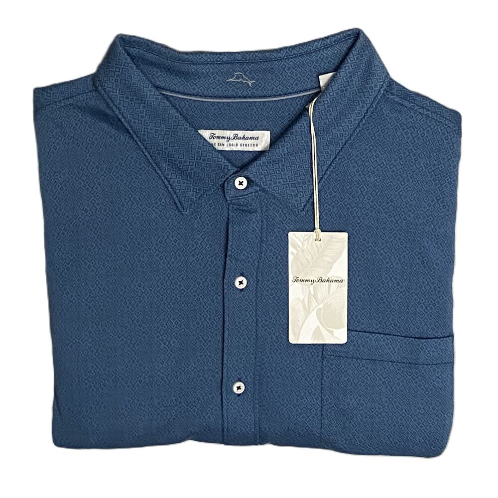 Tommy Bahama Shirt Men's 3XLB Big & Tall "San Lucio Stretch" Long Slv Blue NEW